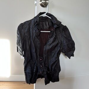 Purple brown. Leather jacket vest